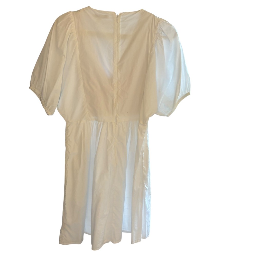 Madewell Embroidered Poplin Mini Dress Puff Sleeve‎ V neck Size XS NWOT - Picture 7 of 12